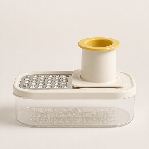 Grovena – 3-in-1 Slice, Shred & Mash Mandoline Slicer with Container Cream