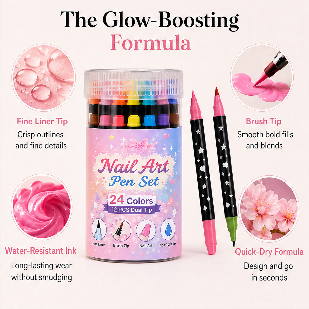 Nailuxe Studio – 24 Colour Dual-Tip Nail Art Pens Set + BUY 1 + PICK 1 FREE COLOR detail