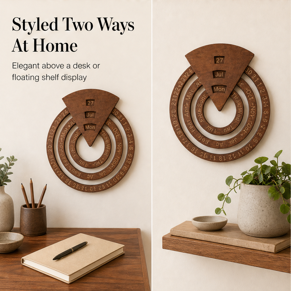 Dialcroft – Rotating Hardwood Perpetual Calendar Wall Decoration + 50% OFF detail