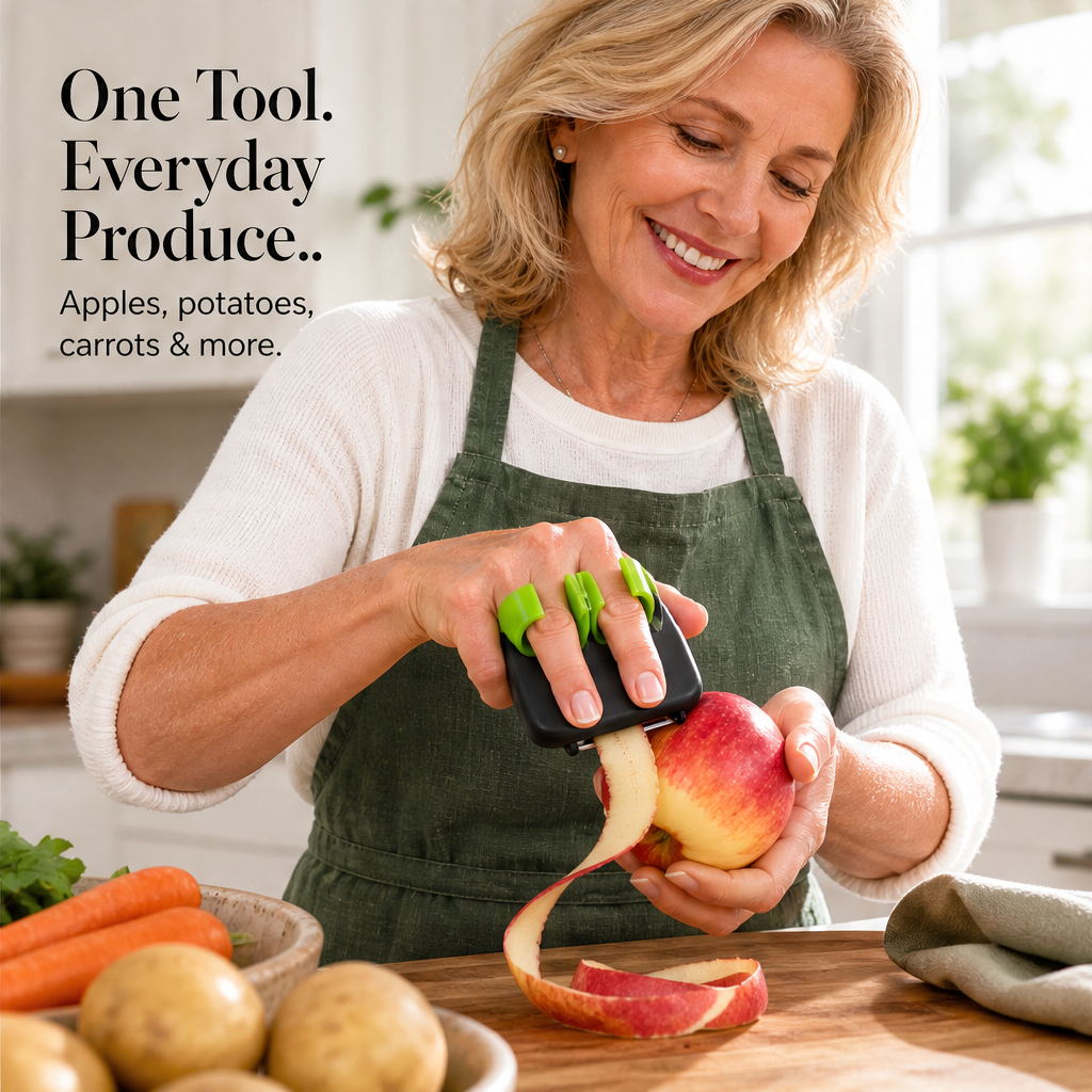 Peelix – Ergonomic Two-Finger Grip Fruit & Vegetable Peeler + 50% OFF features