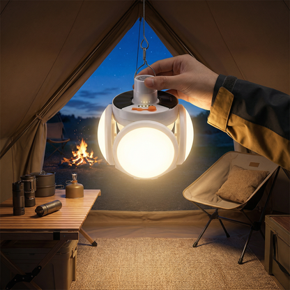 Cairnlight™ – Foldable Solar Camping Lantern with 4 LED Panels & Hanging Hook + 50% OFF