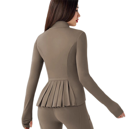 The FlexSculpt Workout Jacket - Lightweight Pleats for a Sculpted Fit + 50% OFF