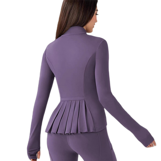The FlexSculpt Workout Jacket - Lightweight Pleats for a Sculpted Fit + 50% OFF