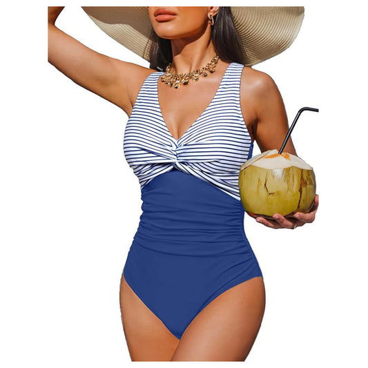 Drapelle™ – Tummy-Control Twist-Front V-Neck One-Piece Swimsuit + 50% OFF