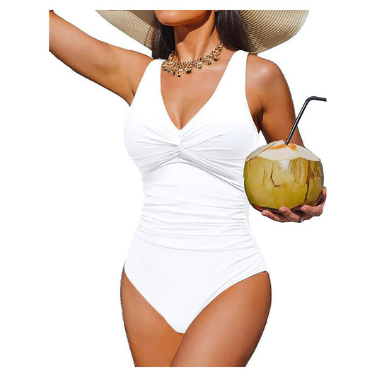 Drapelle™ – Tummy-Control Twist-Front V-Neck One-Piece Swimsuit + 50% OFF