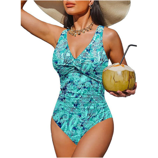 Drapelle™ – Tummy-Control Twist-Front V-Neck One-Piece Swimsuit + 50% OFF