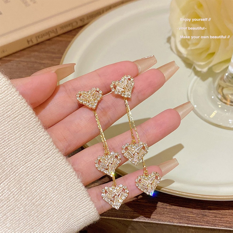 Lumelle™ – Cascading Crystal Heart Drop Earrings + 50% OFF