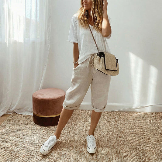 Linwood™ – Breathable Cotton-Linen Capris with Drawstring Waist & Deep Pockets + 50% OFF