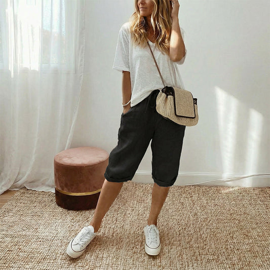Linwood™ – Breathable Cotton-Linen Capris with Drawstring Waist & Deep Pockets + 50% OFF