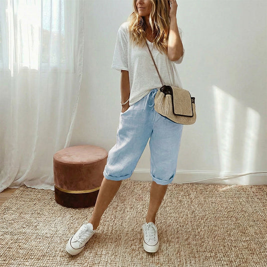 Linwood™ – Breathable Cotton-Linen Capris with Drawstring Waist & Deep Pockets + 50% OFF