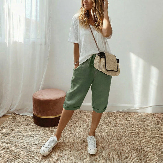 Linwood™ – Breathable Cotton-Linen Capris with Drawstring Waist & Deep Pockets + 50% OFF