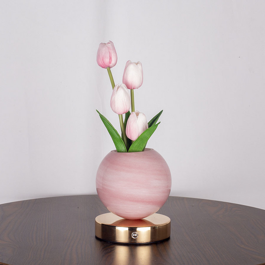 Petalune™ – Glass Globe Tulip Bouquet Night Light with Soft Warm Glow + 50% OFF