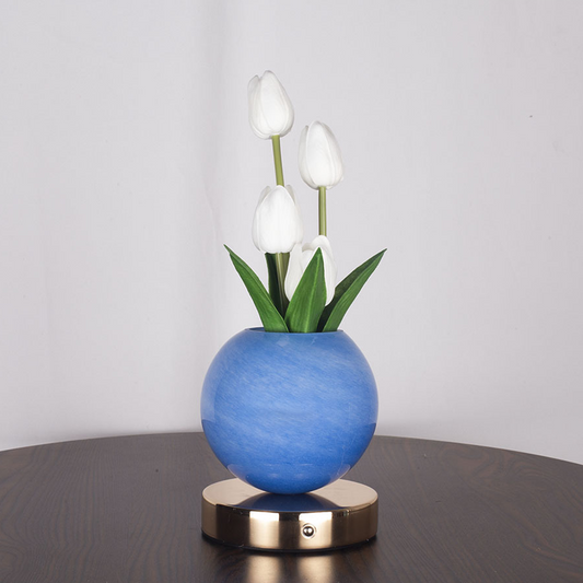 Petalune™ – Glass Globe Tulip Bouquet Night Light with Soft Warm Glow + 50% OFF