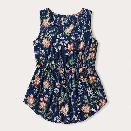 Willowmere – Flowy Pleated Peplum Sleeveless V-Neck Tank Top + 50% OFF