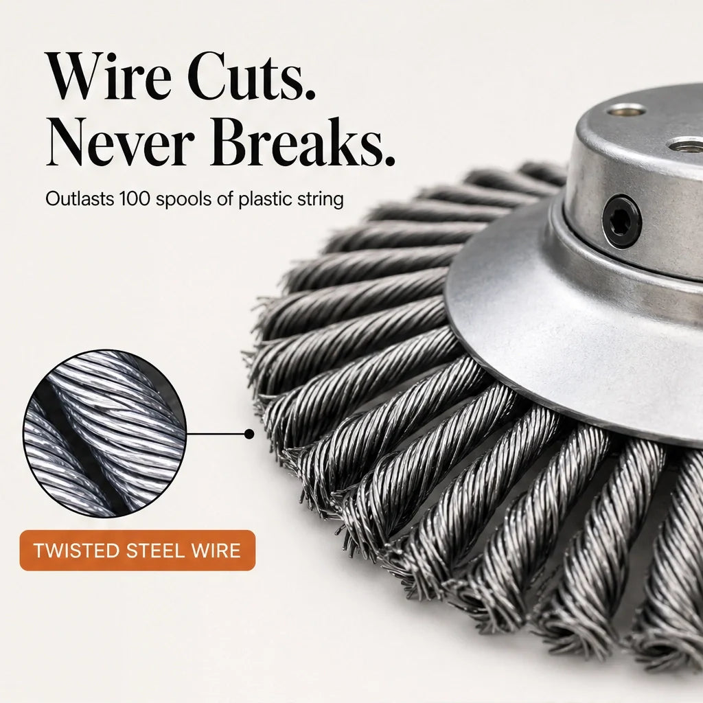 TrimForge – 360° Steel Wire Trimmer Head for Tough Weeds & Overgrowth + 50% OFF