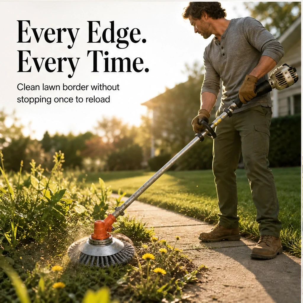 TrimForge – 360° Steel Wire Trimmer Head for Tough Weeds & Overgrowth + 50% OFF