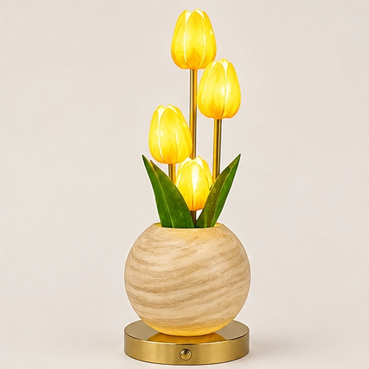 Petalume – Glass Tulip Bouquet Night Light with Warm Ambient Glow + 50% OFF