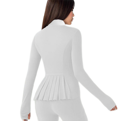 The FlexSculpt Workout Jacket - Lightweight Pleats for a Sculpted Fit + 50% OFF